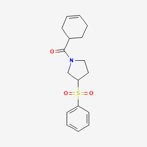 molecular formula C17H21NO3S B2802168 Cyclohex-3-en-1-yl(3-(phenylsulfonyl)pyrrolidin-1-yl)methanone CAS No. 1448037-61-3