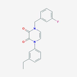 1-(3-Ethylphenyl)-4-[(3-fluorophenyl)methyl]pyrazine-2,3-dione