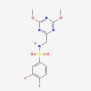 molecular formula C12H12F2N4O4S B2802177 N-((4,6-dimethoxy-1,3,5-triazin-2-yl)methyl)-3,4-difluorobenzenesulfonamide CAS No. 2034539-96-1