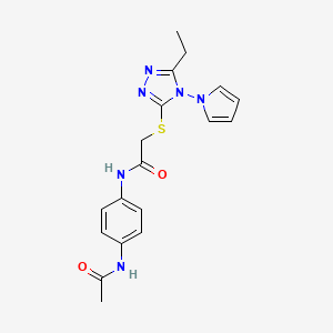 molecular formula C18H20N6O2S B2802211 N-(4-acetamidophenyl)-2-{[5-ethyl-4-(1H-pyrrol-1-yl)-4H-1,2,4-triazol-3-yl]sulfanyl}acetamide CAS No. 896299-18-6