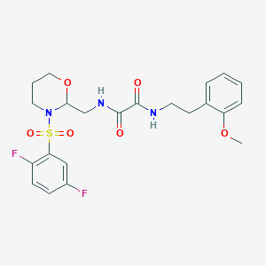 molecular formula C22H25F2N3O6S B2802213 N-{[3-(2,5-difluorobenzenesulfonyl)-1,3-oxazinan-2-yl]methyl}-N'-[2-(2-methoxyphenyl)ethyl]ethanediamide CAS No. 872976-59-5