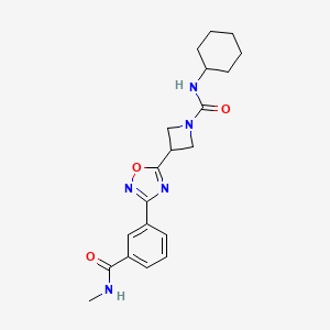 molecular formula C20H25N5O3 B2802215 N-cyclohexyl-3-(3-(3-(methylcarbamoyl)phenyl)-1,2,4-oxadiazol-5-yl)azetidine-1-carboxamide CAS No. 1396794-98-1