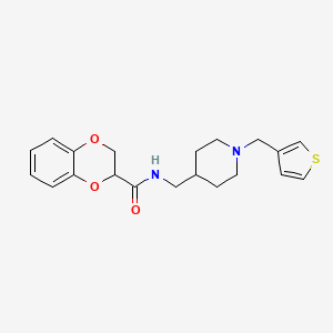 molecular formula C20H24N2O3S B2802227 N-((1-(thiophen-3-ylmethyl)piperidin-4-yl)methyl)-2,3-dihydrobenzo[b][1,4]dioxine-2-carboxamide CAS No. 1234808-44-6