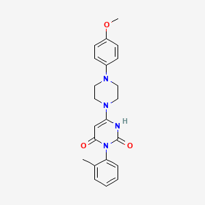 molecular formula C22H24N4O3 B2802267 6-(4-(4-methoxyphenyl)piperazin-1-yl)-3-(o-tolyl)pyrimidine-2,4(1H,3H)-dione CAS No. 847399-32-0