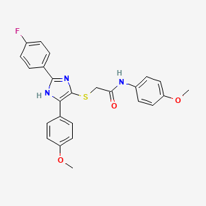 2-{[2-(4-fluorophenyl)-5-(4-methoxyphenyl)-1H-imidazol-4-yl]sulfanyl}-N-(4-methoxyphenyl)acetamide