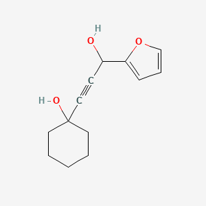 molecular formula C13H16O3 B2802281 1-(3-(Furan-2-yl)-3-hydroxyprop-1-yn-1-yl)cyclohexan-1-ol CAS No. 106165-88-2