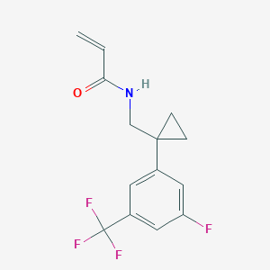molecular formula C14H13F4NO B2802290 N-({1-[3-fluoro-5-(trifluoromethyl)phenyl]cyclopropyl}methyl)prop-2-enamide CAS No. 2411236-74-1