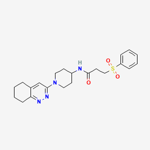 molecular formula C22H28N4O3S B2802294 3-(benzenesulfonyl)-N-[1-(5,6,7,8-tetrahydrocinnolin-3-yl)piperidin-4-yl]propanamide CAS No. 2034503-11-0
