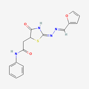2-{2-[(2-furylmethylene)hydrazono]-4-oxo-1,3-thiazolidin-5-yl}-N-phenylacetamide