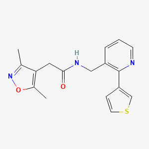 2-(3,5-dimethylisoxazol-4-yl)-N-((2-(thiophen-3-yl)pyridin-3-yl)methyl)acetamide