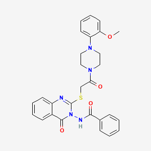 molecular formula C28H27N5O4S B2802315 N-[2-({2-[4-(2-methoxyphenyl)piperazin-1-yl]-2-oxoethyl}sulfanyl)-4-oxo-3,4-dihydroquinazolin-3-yl]benzamide CAS No. 443353-79-5