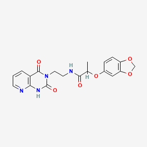 2-(benzo[d][1,3]dioxol-5-yloxy)-N-(2-(2,4-dioxo-1,2-dihydropyrido[2,3-d]pyrimidin-3(4H)-yl)ethyl)propanamide