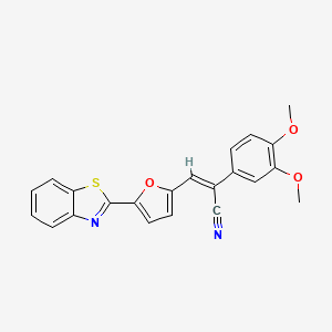 molecular formula C22H16N2O3S B2802339 (Z)-3-(5-(benzo[d]thiazol-2-yl)furan-2-yl)-2-(3,4-dimethoxyphenyl)acrylonitrile CAS No. 709003-88-3