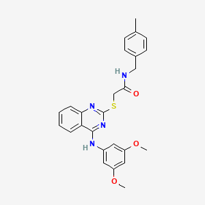molecular formula C26H26N4O3S B2802362 2-({4-[(3,5-dimethoxyphenyl)amino]quinazolin-2-yl}sulfanyl)-N-[(4-methylphenyl)methyl]acetamide CAS No. 688356-43-6