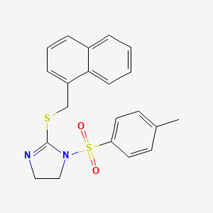 molecular formula C21H20N2O2S2 B2802368 2-((naphthalen-1-ylmethyl)thio)-1-tosyl-4,5-dihydro-1H-imidazole CAS No. 868218-61-5