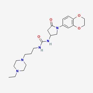 1-(1-(2,3-Dihydrobenzo[b][1,4]dioxin-6-yl)-5-oxopyrrolidin-3-yl)-3-(3-(4-ethylpiperazin-1-yl)propyl)urea