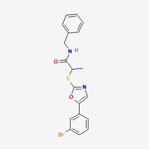 molecular formula C19H17BrN2O2S B2802374 N-苄基-2-((5-(3-溴苯基)噁唑-2-基)硫代)丙酰胺 CAS No. 1040679-95-5