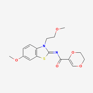 molecular formula C16H18N2O5S B2802377 (Z)-N-(6-methoxy-3-(2-methoxyethyl)benzo[d]thiazol-2(3H)-ylidene)-5,6-dihydro-1,4-dioxine-2-carboxamide CAS No. 865161-78-0