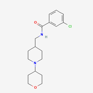molecular formula C18H25ClN2O2 B2802381 3-chloro-N-((1-(tetrahydro-2H-pyran-4-yl)piperidin-4-yl)methyl)benzamide CAS No. 2034570-68-6