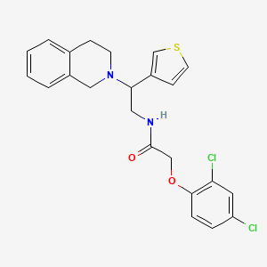 molecular formula C23H22Cl2N2O2S B2802386 2-(2,4-dichlorophenoxy)-N-(2-(3,4-dihydroisoquinolin-2(1H)-yl)-2-(thiophen-3-yl)ethyl)acetamide CAS No. 954662-71-6