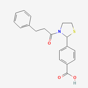 4-(3-(3-Phenylpropanoyl)thiazolidin-2-yl)benzoic acid