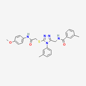 molecular formula C27H27N5O3S B2802399 N-((5-((2-((4-methoxyphenyl)amino)-2-oxoethyl)thio)-4-(m-tolyl)-4H-1,2,4-triazol-3-yl)methyl)-3-methylbenzamide CAS No. 391916-86-2