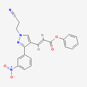 (E)-phenyl 3-(1-(2-cyanoethyl)-3-(3-nitrophenyl)-1H-pyrazol-4-yl)acrylate