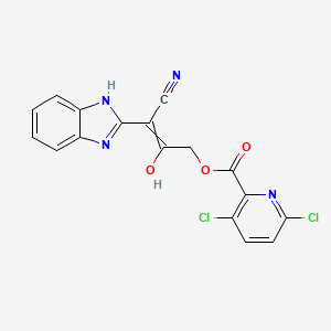 3-cyano-3-(2,3-dihydro-1H-1,3-benzodiazol-2-ylidene)-2-oxopropyl 3,6-dichloropyridine-2-carboxylate