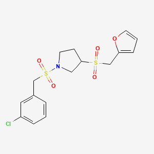 1-((3-Chlorobenzyl)sulfonyl)-3-((furan-2-ylmethyl)sulfonyl)pyrrolidine