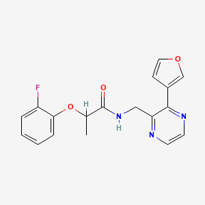 molecular formula C18H16FN3O3 B2802446 2-(2-fluorophenoxy)-N-((3-(furan-3-yl)pyrazin-2-yl)methyl)propanamide CAS No. 2034236-84-3