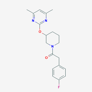molecular formula C19H22FN3O2 B2802454 1-(3-((4,6-Dimethylpyrimidin-2-yl)oxy)piperidin-1-yl)-2-(4-fluorophenyl)ethanone CAS No. 2097863-83-5