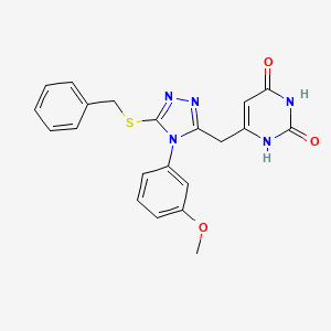 molecular formula C21H19N5O3S B2802455 6-{[5-(benzylsulfanyl)-4-(3-methoxyphenyl)-4H-1,2,4-triazol-3-yl]methyl}-1,2,3,4-tetrahydropyrimidine-2,4-dione CAS No. 852049-14-0