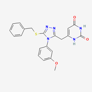 molecular formula C21H19N5O3S B2802455 6-[[5-benzylsulfanyl-4-(3-methoxyphenyl)-1,2,4-triazol-3-yl]methyl]-1H-pyrimidine-2,4-dione CAS No. 852049-14-0
