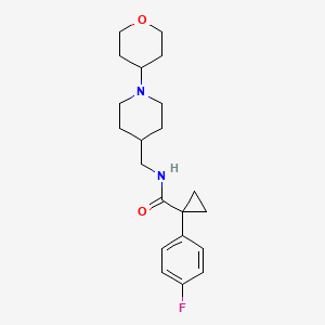molecular formula C21H29FN2O2 B2802457 1-(4-fluorophenyl)-N-((1-(tetrahydro-2H-pyran-4-yl)piperidin-4-yl)methyl)cyclopropanecarboxamide CAS No. 2034590-31-1