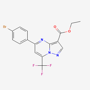 molecular formula C16H11BrF3N3O2 B2802458 Ethyl 5-(4-bromophenyl)-7-(trifluoromethyl)pyrazolo[1,5-a]pyrimidine-3-carboxylate CAS No. 313249-39-7