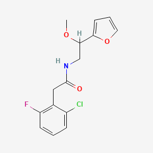 molecular formula C15H15ClFNO3 B2802462 2-(2-氯-6-氟苯基)-N-(2-(呋喃-2-基)-2-甲氧基乙基)乙酰胺 CAS No. 1795088-42-4