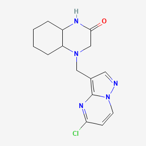 molecular formula C15H18ClN5O B2802463 4-({5-Chloropyrazolo[1,5-a]pyrimidin-3-yl}methyl)-decahydroquinoxalin-2-one CAS No. 1808722-96-4