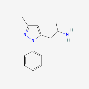 molecular formula C13H17N3 B2802487 1-(3-methyl-1-phenyl-1H-pyrazol-5-yl)propan-2-amine CAS No. 1423034-17-6