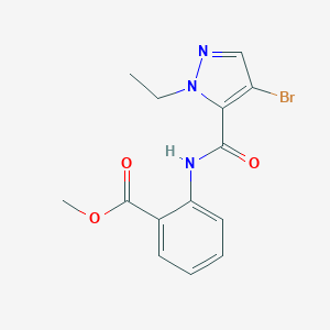 molecular formula C14H14BrN3O3 B280249 methyl 2-{[(4-bromo-1-ethyl-1H-pyrazol-5-yl)carbonyl]amino}benzoate 