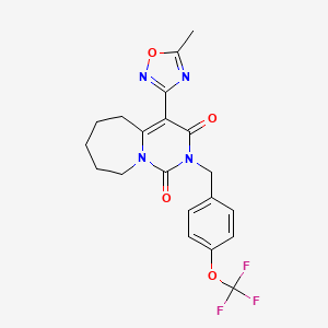 molecular formula C20H19F3N4O4 B2802491 4-(5-methyl-1,2,4-oxadiazol-3-yl)-2-[4-(trifluoromethoxy)benzyl]-6,7,8,9-tetrahydropyrimido[1,6-a]azepine-1,3(2H,5H)-dione CAS No. 1775346-21-8