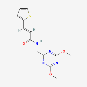molecular formula C13H14N4O3S B2802499 (2E)-N-[(4,6-dimethoxy-1,3,5-triazin-2-yl)methyl]-3-(thiophen-2-yl)prop-2-enamide CAS No. 2035004-72-7