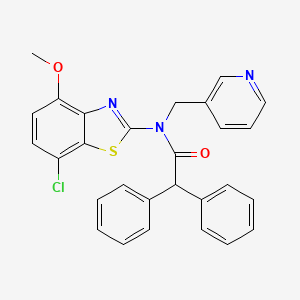 molecular formula C28H22ClN3O2S B2802514 N-(7-chloro-4-methoxy-1,3-benzothiazol-2-yl)-2,2-diphenyl-N-[(pyridin-3-yl)methyl]acetamide CAS No. 922628-81-7