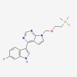 molecular formula C20H23FN4OSi B2802531 6-fluoro-3-(7-{[2-(trimethylsilyl)ethoxy]methyl}-7H-pyrrolo[2,3-d]pyrimidin-4-yl)-1H-indole CAS No. 1802154-20-6