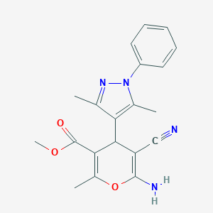 molecular formula C20H20N4O3 B280254 methyl 6-amino-5-cyano-4-(3,5-dimethyl-1-phenyl-1H-pyrazol-4-yl)-2-methyl-4H-pyran-3-carboxylate 