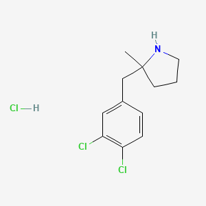 molecular formula C12H16Cl3N B2802540 2-[(3,4-Dichlorophenyl)methyl]-2-methylpyrrolidine hydrochloride CAS No. 2060008-02-6