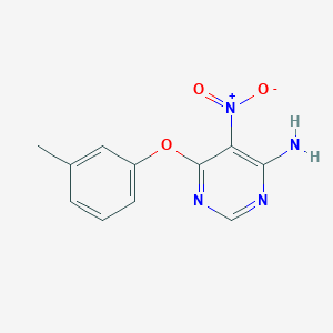 molecular formula C11H10N4O3 B2802545 5-硝基-6-(间甲苯氧基)嘧啶-4-胺 CAS No. 681271-60-3