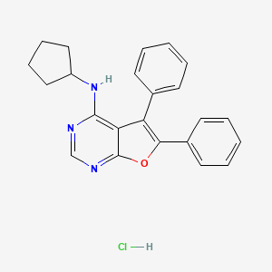 molecular formula C23H22ClN3O B2802549 N-cyclopentyl-5,6-diphenylfuro[2,3-d]pyrimidin-4-amine hydrochloride CAS No. 1052411-90-1