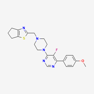 molecular formula C22H24FN5OS B2802557 4-[4-({4H,5H,6H-cyclopenta[d][1,3]thiazol-2-yl}methyl)piperazin-1-yl]-5-fluoro-6-(4-methoxyphenyl)pyrimidine CAS No. 2380189-71-7