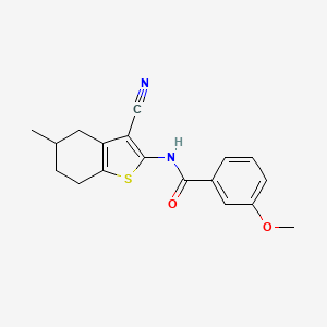 molecular formula C18H18N2O2S B2802561 N-(3-cyano-5-methyl-4,5,6,7-tetrahydro-1-benzothiophen-2-yl)-3-methoxybenzamide CAS No. 391221-60-6