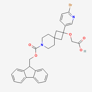 molecular formula C30H29BrN2O5 B2802562 2-[[2-(6-Bromopyridin-3-yl)-7-(9H-fluoren-9-ylmethoxycarbonyl)-7-azaspiro[3.5]nonan-2-yl]oxy]acetic acid CAS No. 2253629-85-3